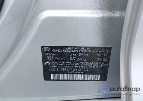 2017 Hyundai Sonata Sport из США, поврежденный, VIN 5NPE34AF4HH580374